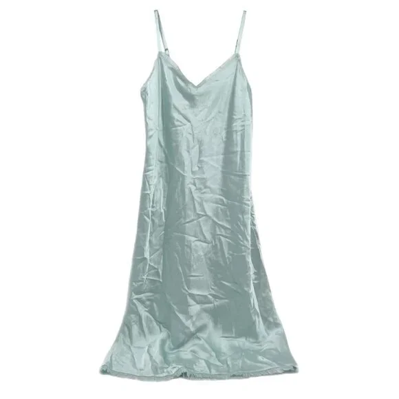 Vince | Dresses | Vince Blue Raw Edge Satin Tank Midi Dress Size M |  Poshmark